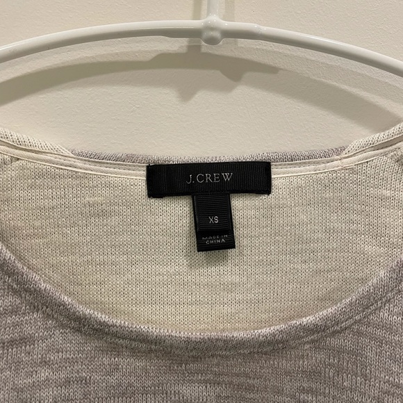 J.Crew Jaspe wool blend color block sweater/Gray+Cream/XS - Picture 3 of 10